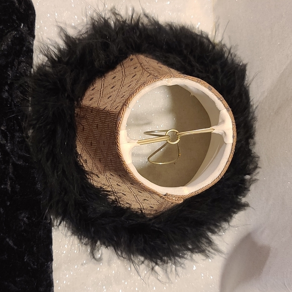 Faux Fur Rimmed Small Lamp - Picture 5 of 9